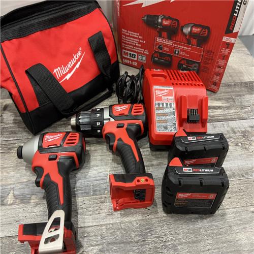 AS-IS Milwaukee M18 18V Cordless Brushed 2 Tool Drill/Driver and Impact Driver Kit