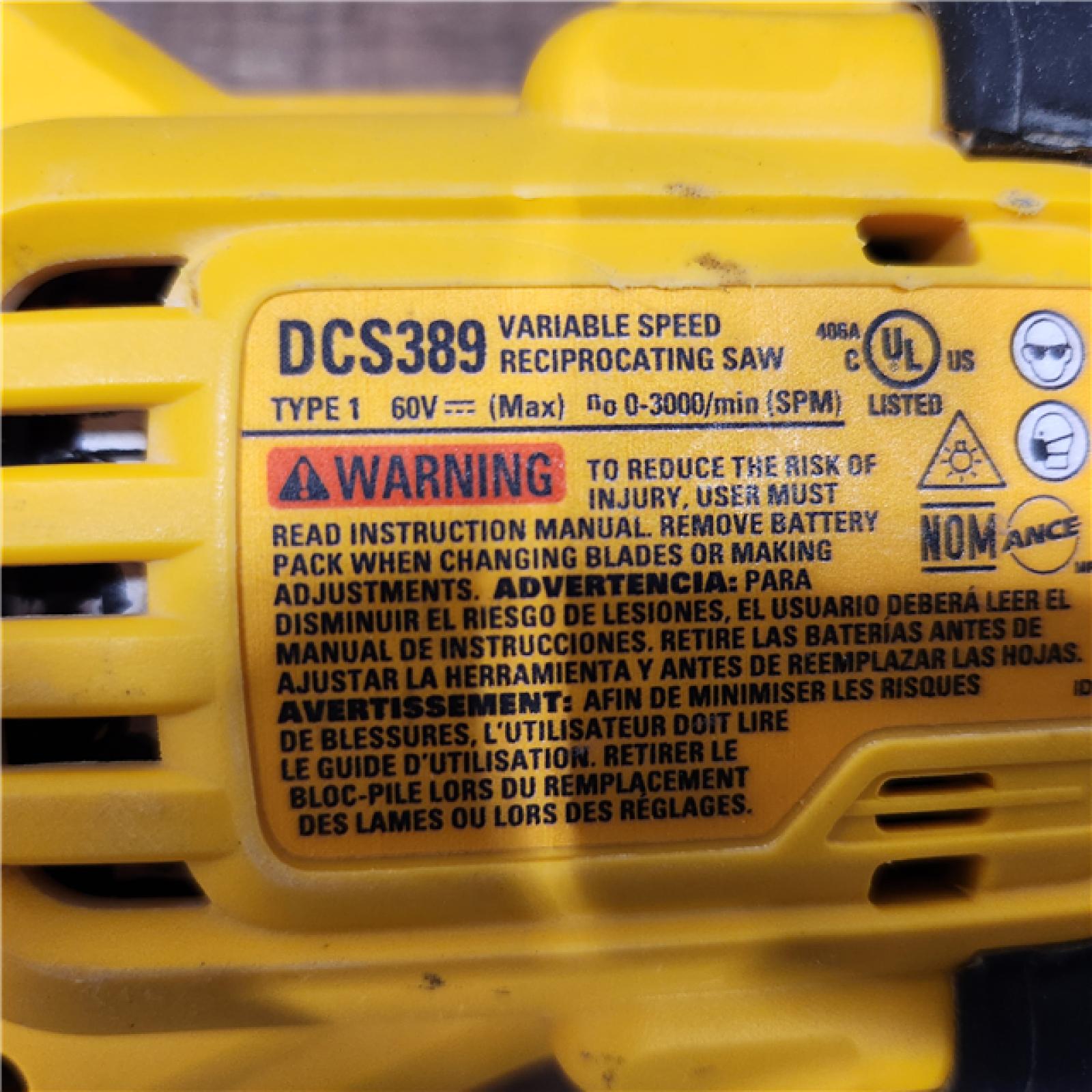 AS-IS DeWalt DCS389B FLEXVOLT 60V MAX Cordless Brushless Reciprocating Saw (Tool-Only)