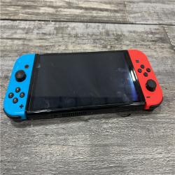 AS-IS Nintendo Switch – OLED Model w/ Neon Red & Neon Blue Joy-Con