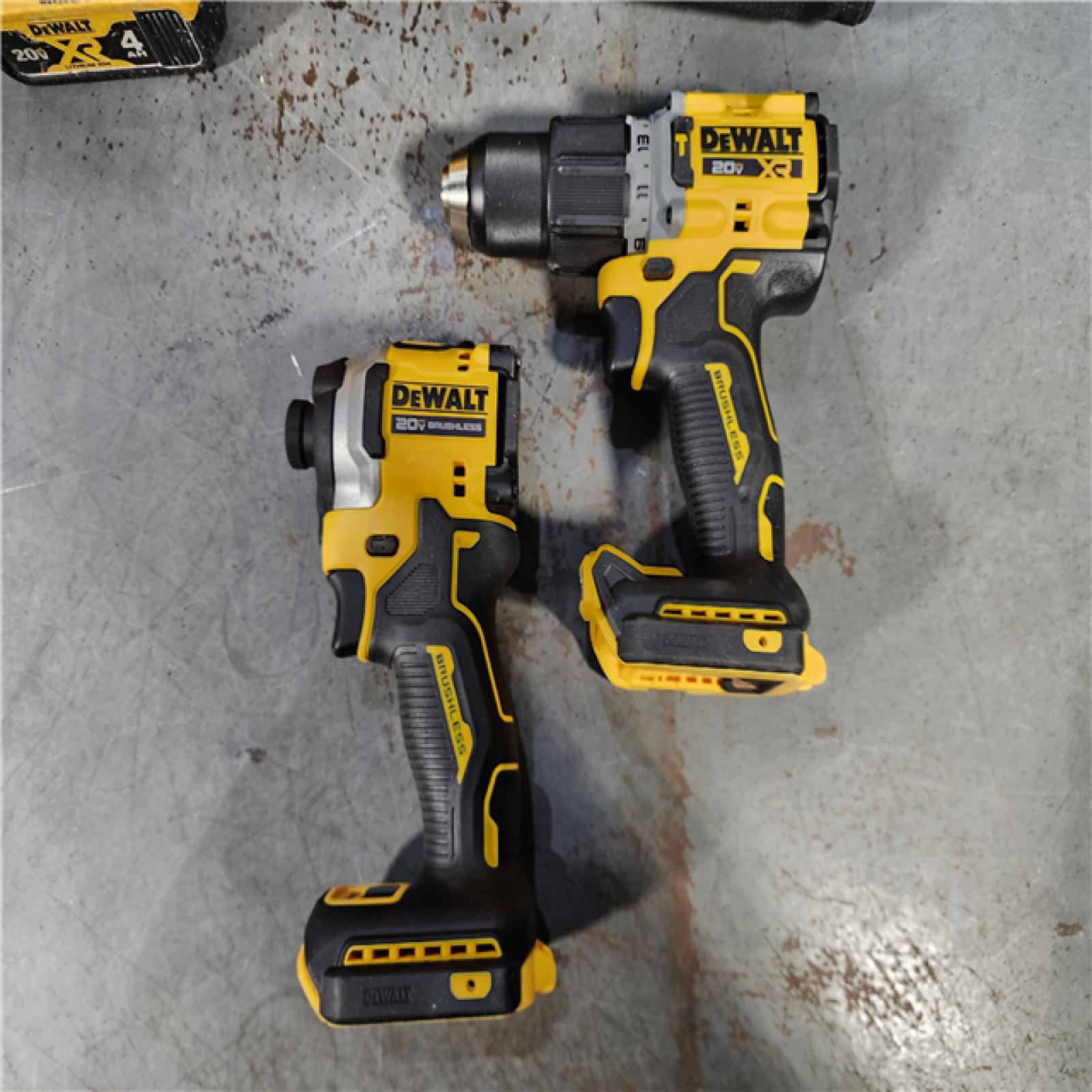 HOUSTON LOCATION - AS-IS DEWALT 20V MAX XR Hammer Drill and ATOMIC Impact Driver 2 Tool Cordless Combo Kit with (2) 4.0Ah Batteries, Charger, and Bag