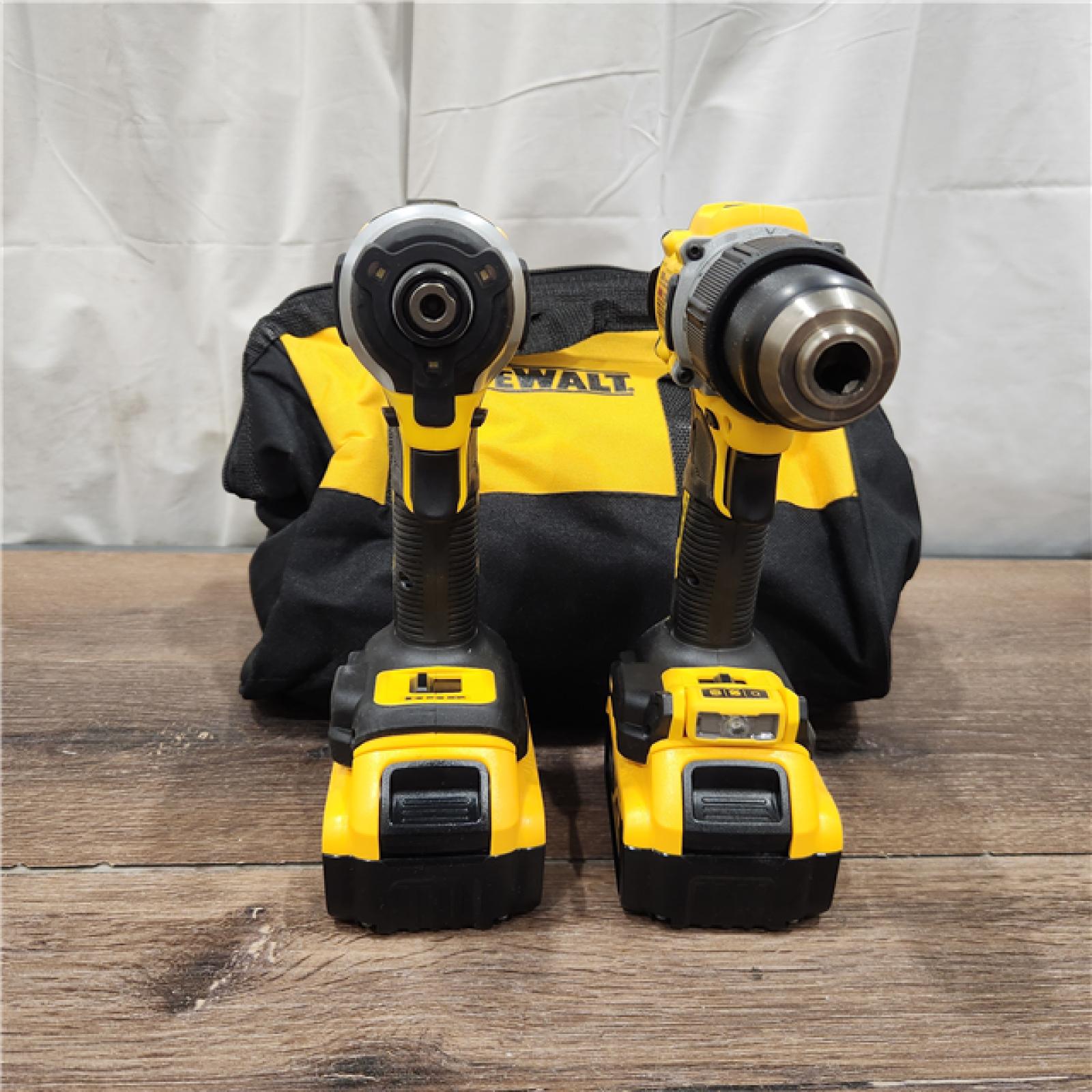 AS IS DEWALT 20V MAX XR Hammer Drill and ATOMIC Impact Driver 2 Tool Cordless Combo Kit with (2) 4.0Ah Batteries, Charger, and Bag