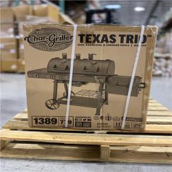 DALLAS LOCATION - Char-Griller Texas Trio 4-Burner Dual Fuel Grill with Smoker in Black