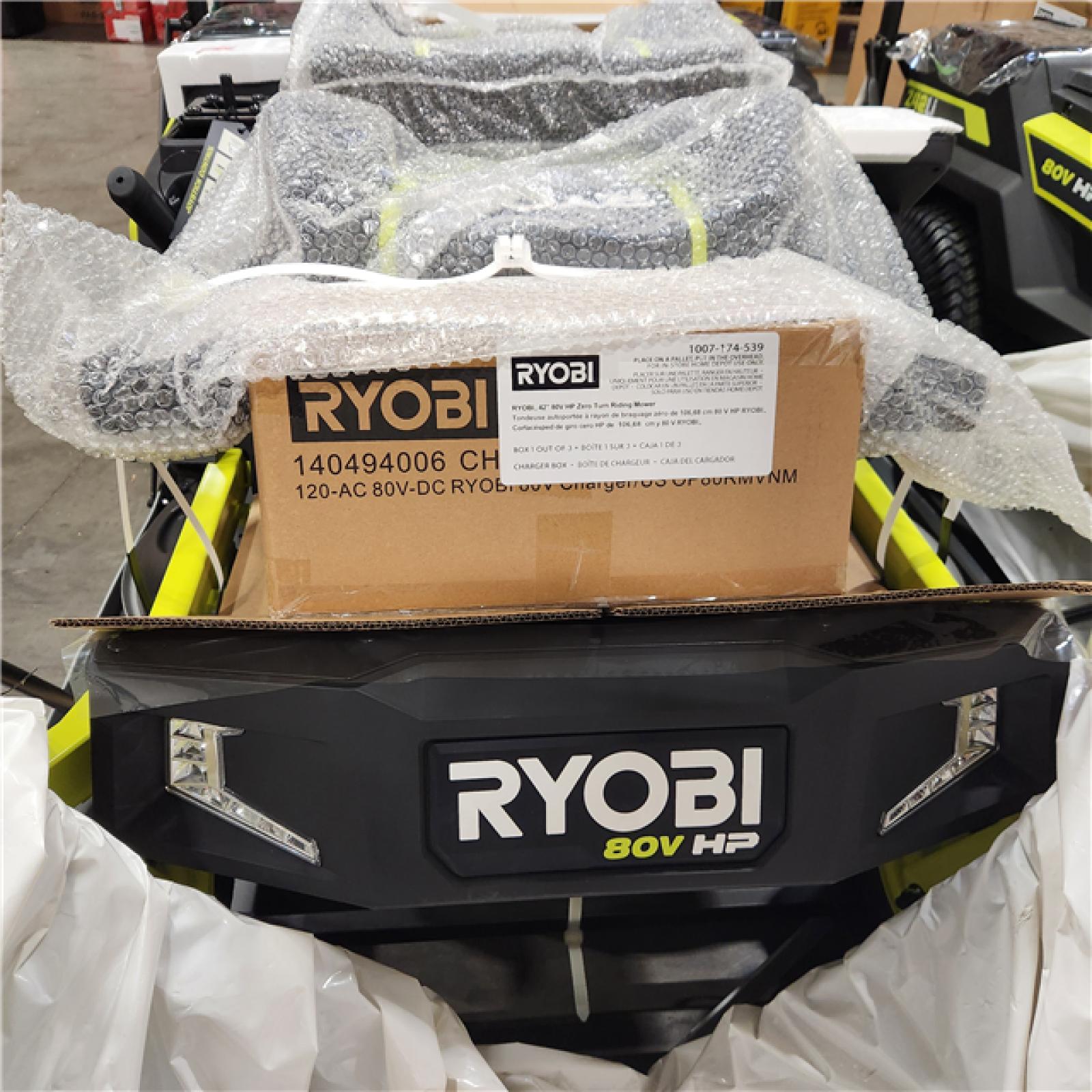 Dallas Location - As-Is RYOBI 80V HP Brushless 42 in. Riding Mower (2) 80V Batteries (2) 40V Batteries and Charger- Appears Like New Condition