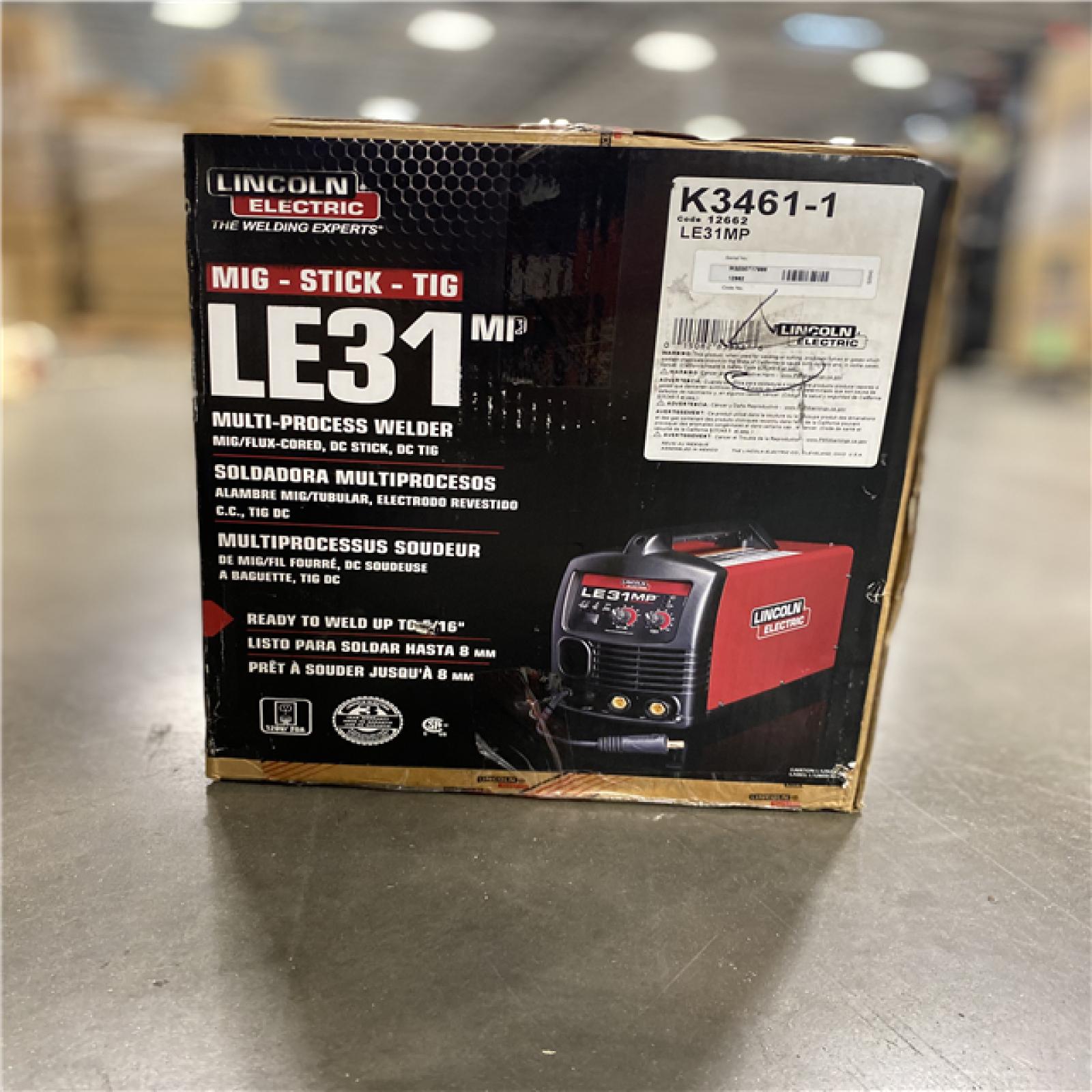 NEW! - Lincoln Electric 140 Amp LE31MP Multi-Process Stick/MIG/Flux-Core/TIG, 120V, Aluminum Welder