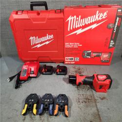 HOUSTON LOCATION - AS-IS (BRAND NEW) Milwaukee M18 18-Volt Lithium-Ion Cordless Short Throw PEX Press Tool Kit w/ (3) Viega PureFlow Jaws