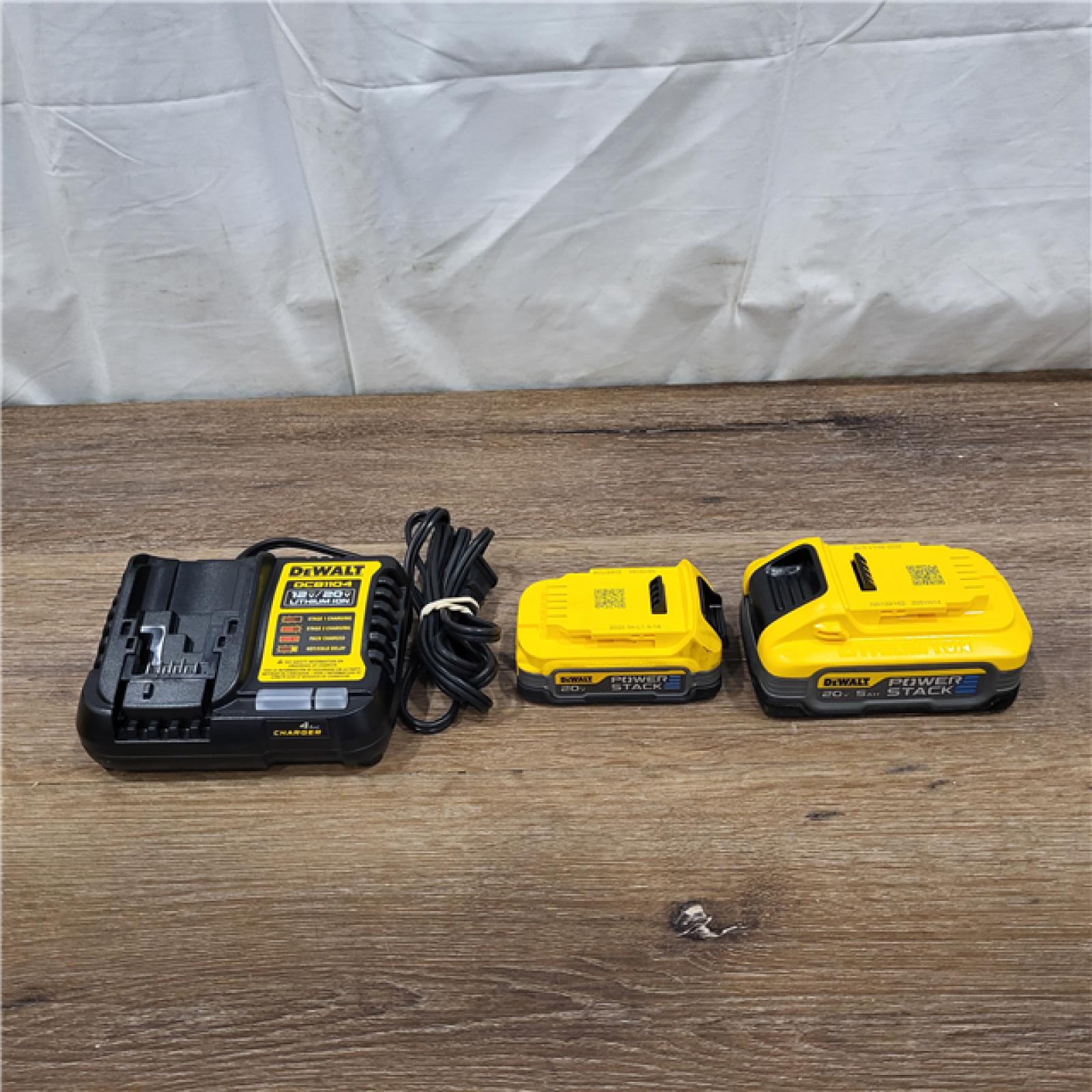 AS-IS DeWalt 20V MAX POWERSTACK DCBP315-2C Lithium-Ion 1.7Ah and 5Ah Battery and Charger Starter Kit 3 Pc