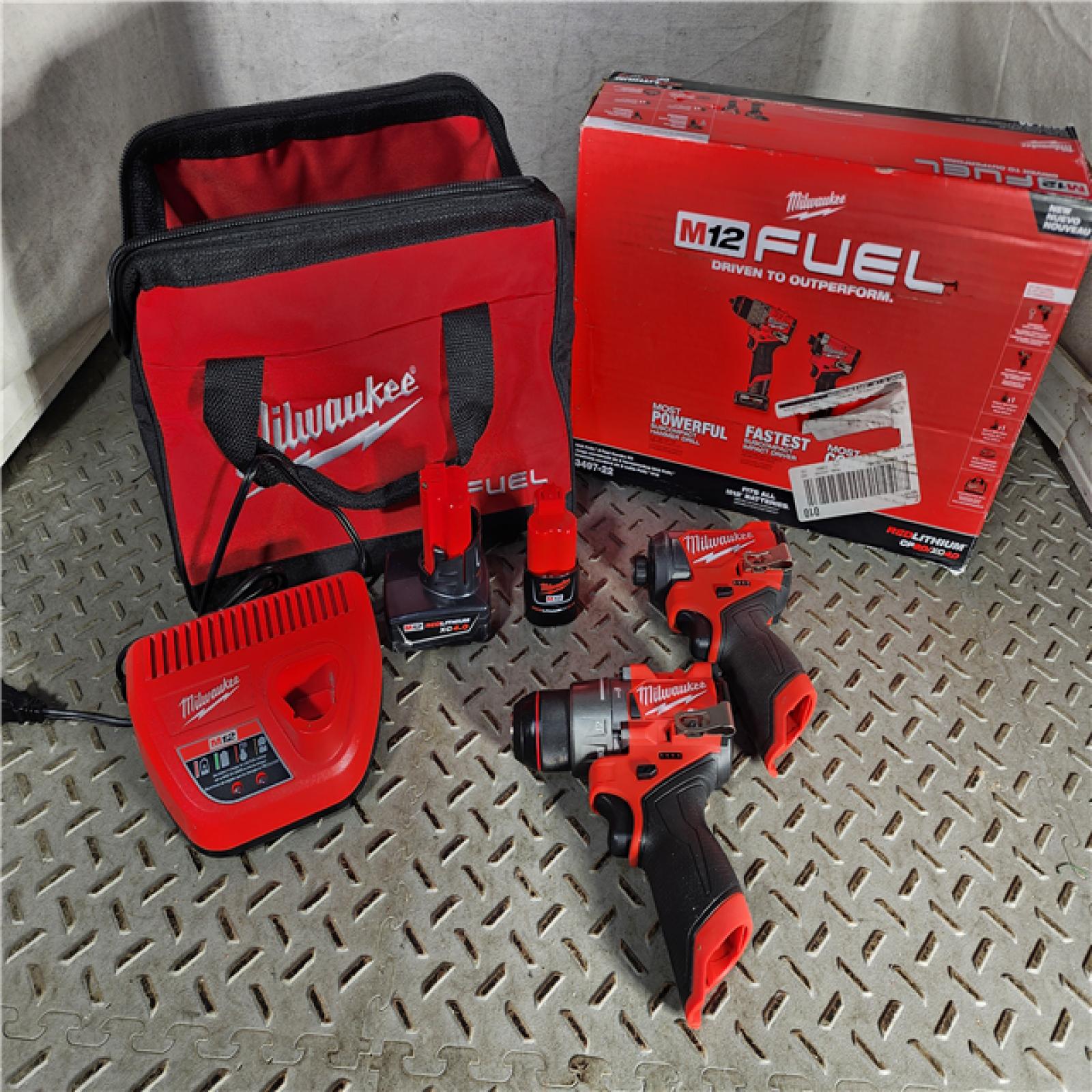 HOUSTON LOCATION - AS-IS (APPEARS LIKE NEW) Milwaukee 3497-22 12V Brushless Hammer Drill and Impact Driver Combo Kit