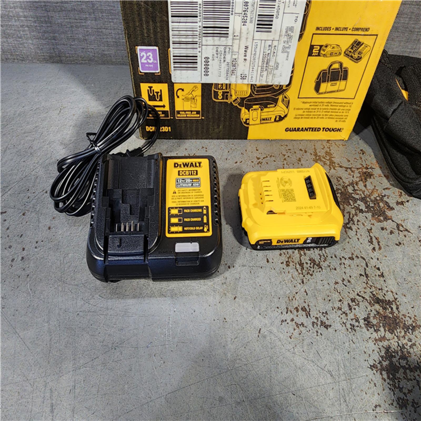 HOUSTON LOCATION - AS-IS DEWALT ATOMIC 20V MAX Lithium Ion Cordless 23 Gauge Pin Nailer Kit with 2.0Ah Battery and Charger