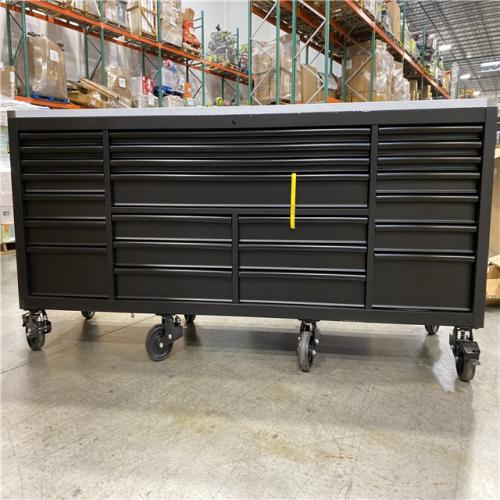 DALLAS LOCATION - Husky Tool Storage Heavy Duty 96 in. W x 24 in. D Matte Black Mobile Workbench Cabinet with Stainless Steel Top