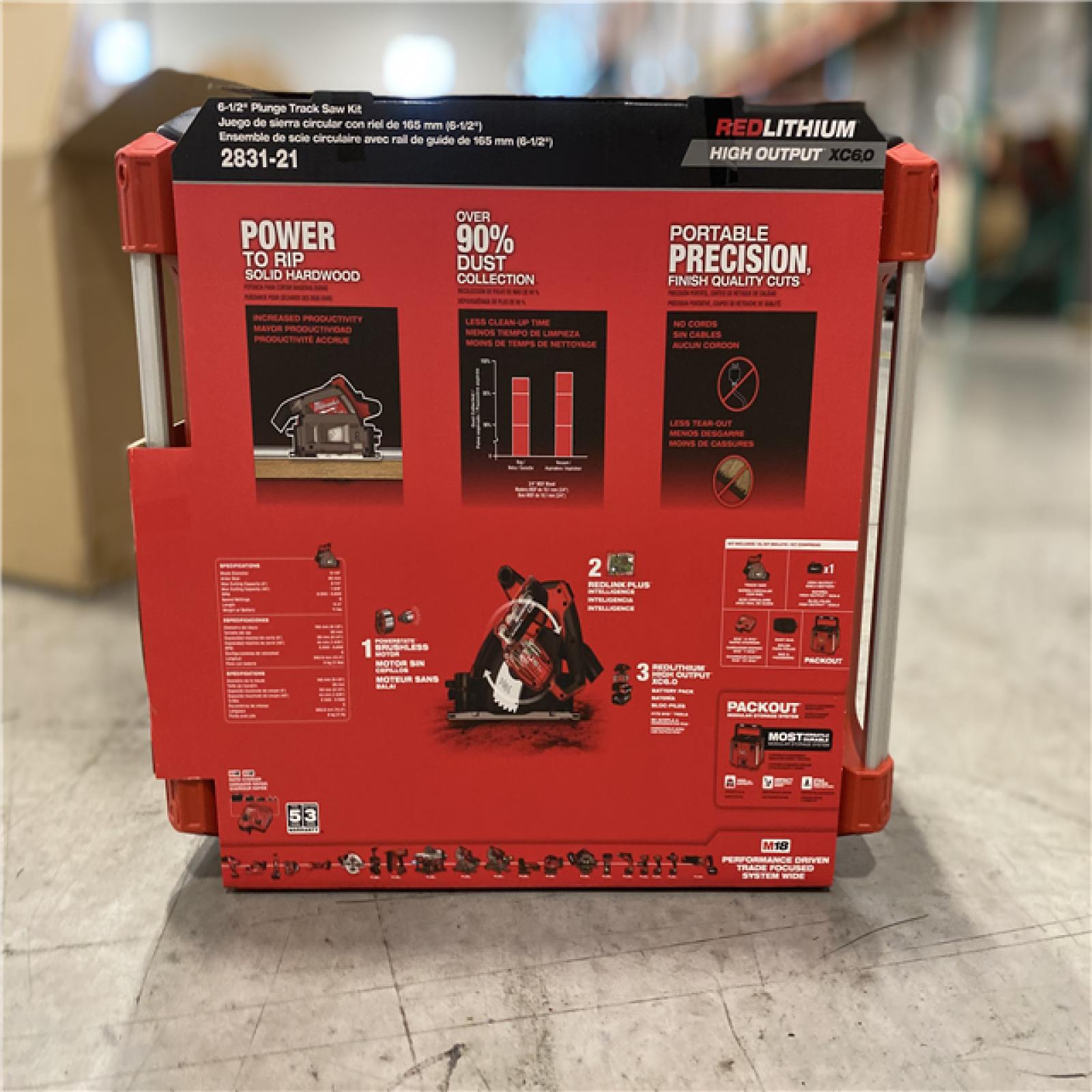 NEW! - Milwaukee M18 FUEL 18V Lithium-Ion Brushless Cordless 6-1/2 in. Plunge Track Saw PACKOUT Kit with One 6.0 Ah Battery