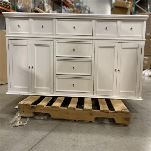 DALLAS LOCATION - Home Decorators Collection Hampton Harbor 72 in. W x 22 in. D x 35 in. H Double Sink Freestanding Bath Vanity in White with White Marble Top