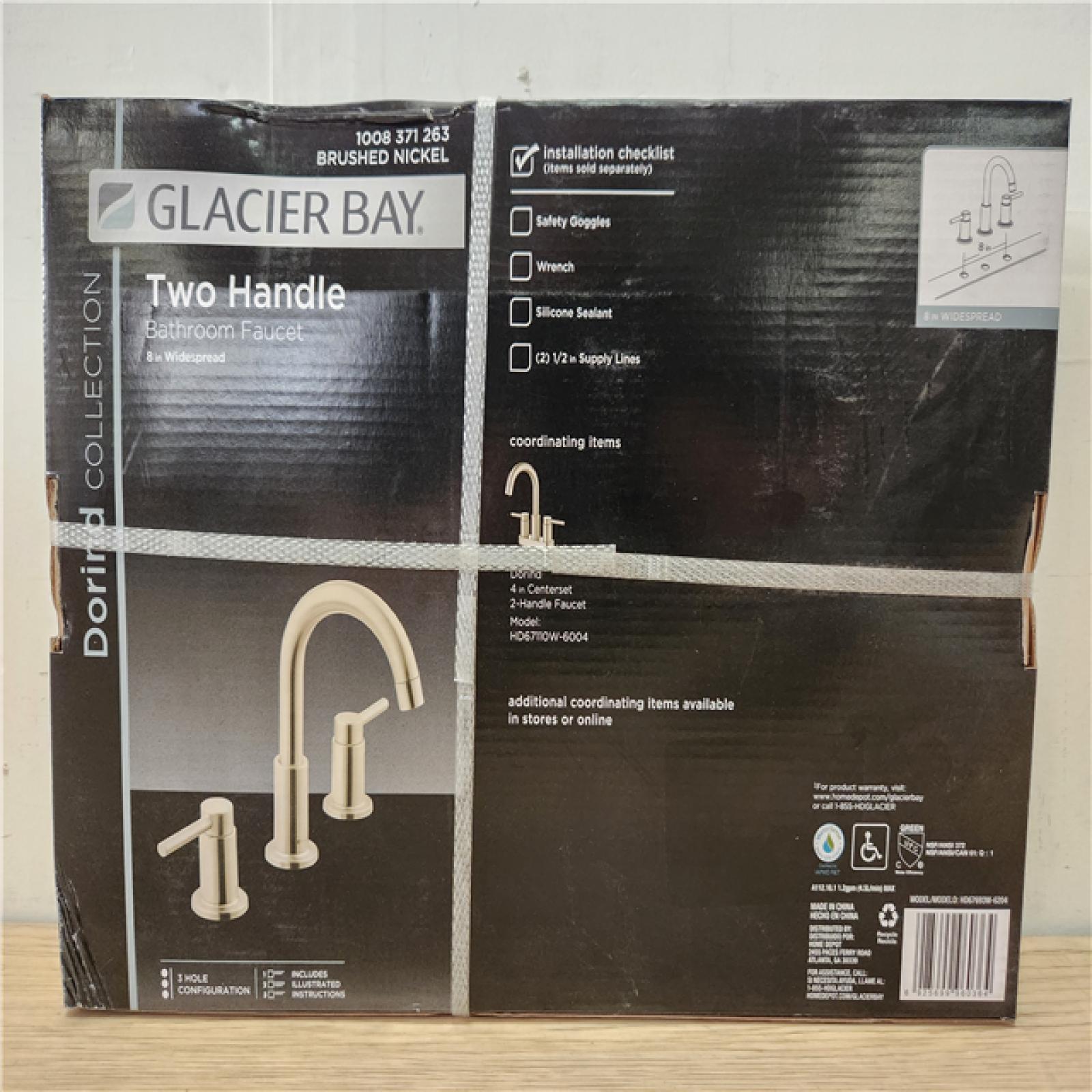 Phoenix Location Sealed Glacier Bay Dorind 8 in. Widespread Double-Handle High-Arc Bathroom Faucet in Brushed Nickel