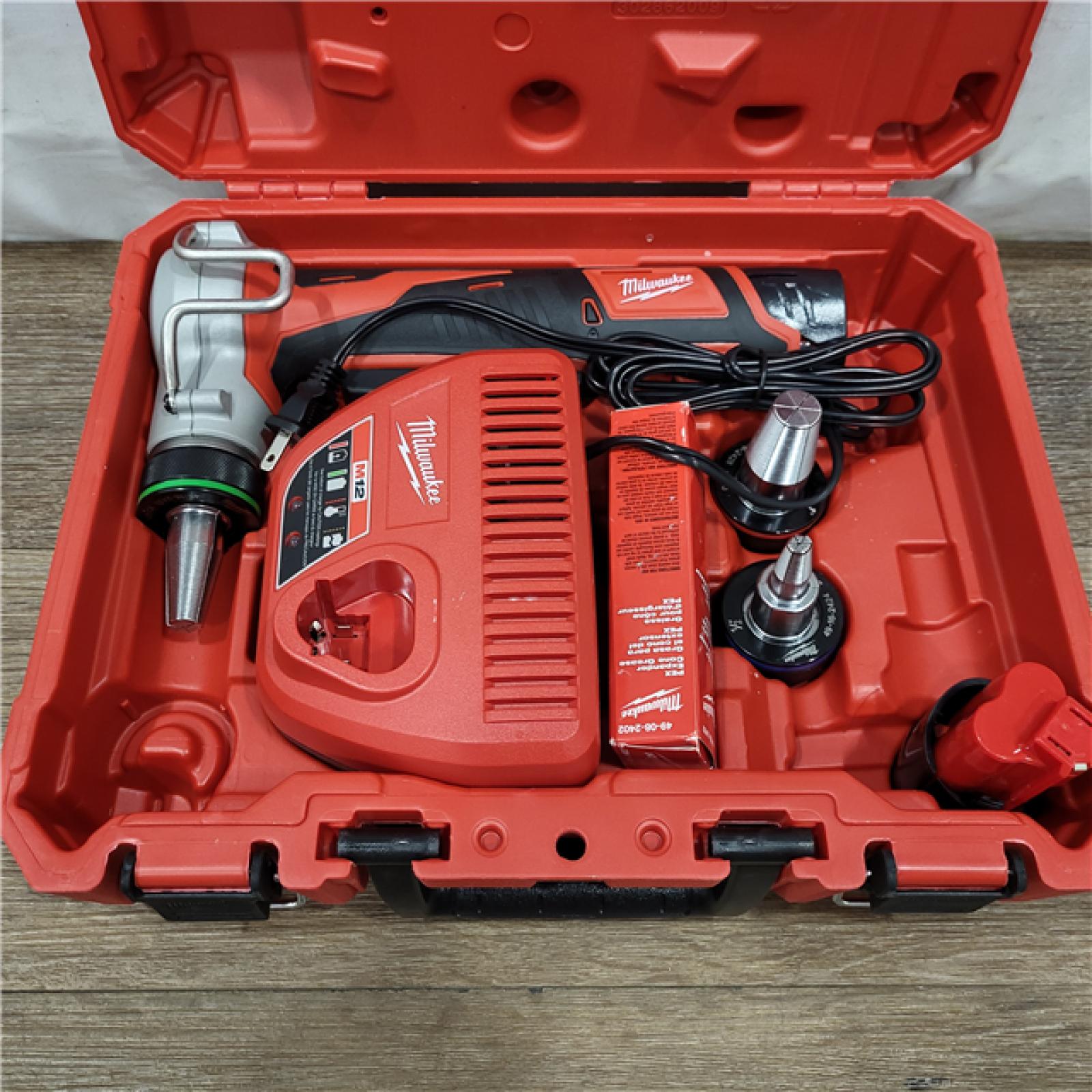 AS-IS M12 12-Volt Lithium-Ion Cordless PEX Expansion Tool Kit with (2) 1.5 Ah Batteries, (3) Expansion Heads and Hard Case