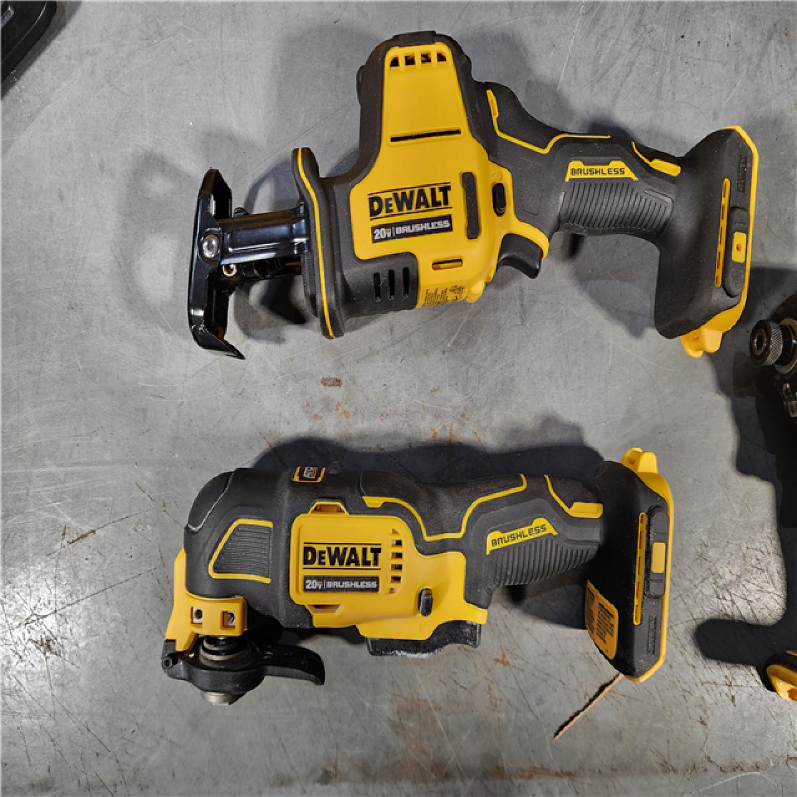 HOUSTON LOCATION - AS-IS DeWalt 20V MAX ATOMIC Cordless Brushless 4 Tool Combo Kit