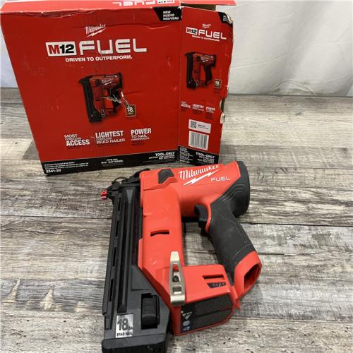 AS-IS MILWAUKEE M12 FUEL 12-Volt Lithium-Ion Brushless Cordless 18-Guage Compact Brad Nailer (Tool Only)