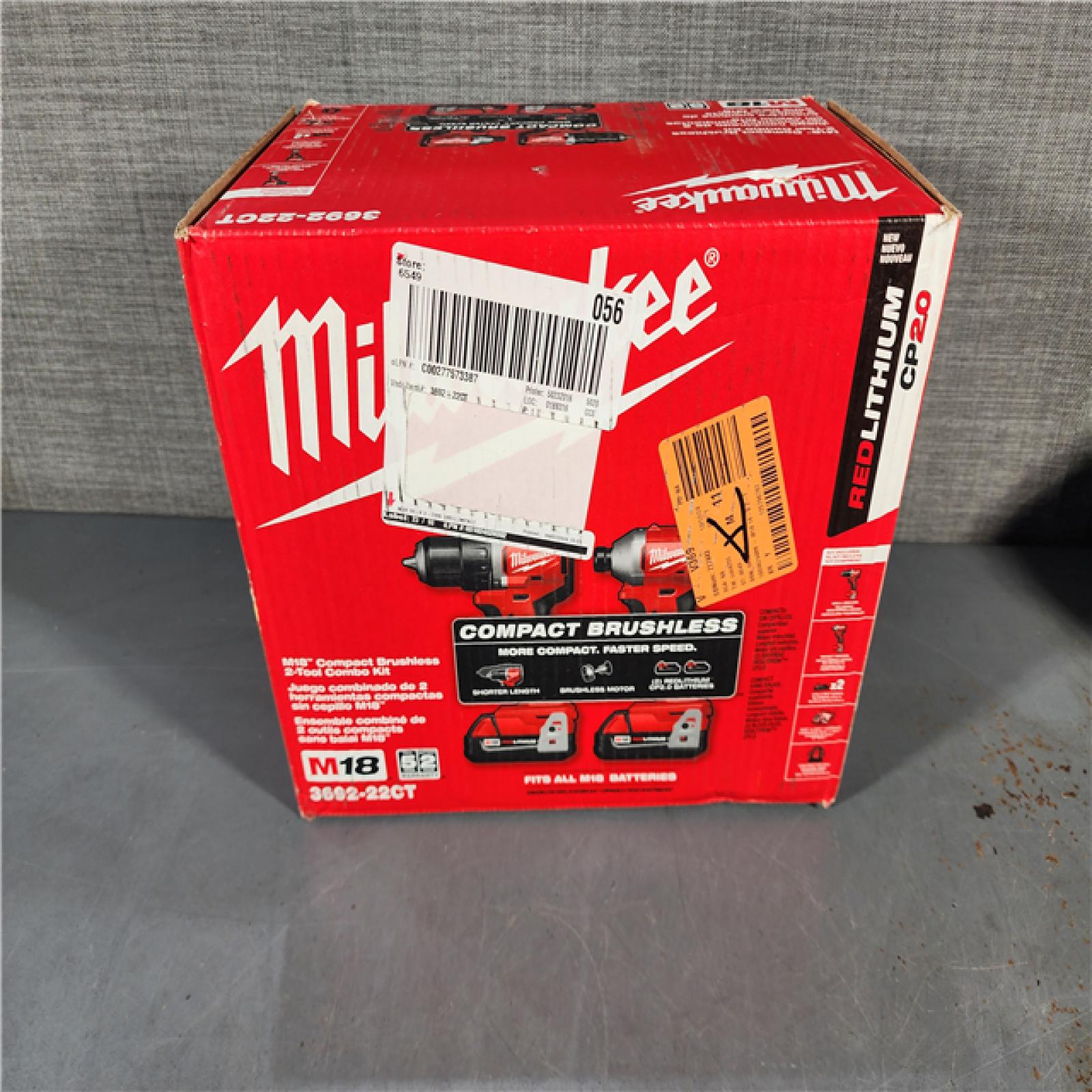 HOUSTON LOCATION - AS-IS (APPEARS LIKE NEW) Milwaukee M18 Compact Brushless 2-Tool Combo Kit