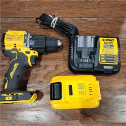 AS-IS DEWALT ATOMIC 20-Volt Lithium-Ion Cordless 1/2 in. Compact Hammer Drill with 3.0Ah Battery, Charger and Bag