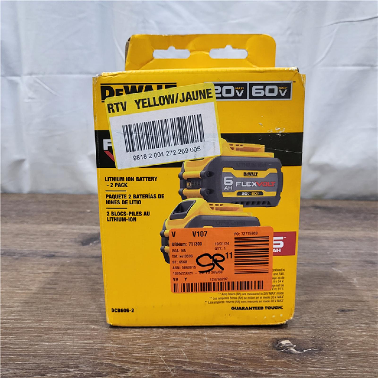 AS-IS DEWALT FLEXVOLT 20V/60V MAX Lithium-Ion 6.0Ah Battery Pack (2 Pack)