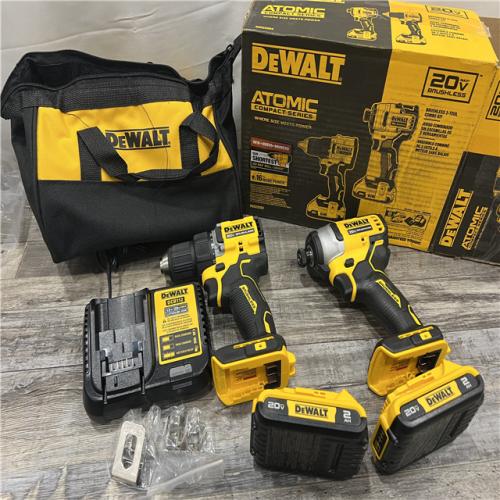 AS-IS DEWALT ATOMIC 20-Volt MAX Lithium-Ion Cordless Combo Kit (2-Tool) with (2) 2.0Ah Batteries, Charger and Bag