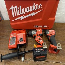 AS-ISMilwaukee M18 FUEL 18V Lithium-Ion Brushless Cordless Hammer Drill and Impact Driver Combo Kit (2-Tool) with 2 Batteries