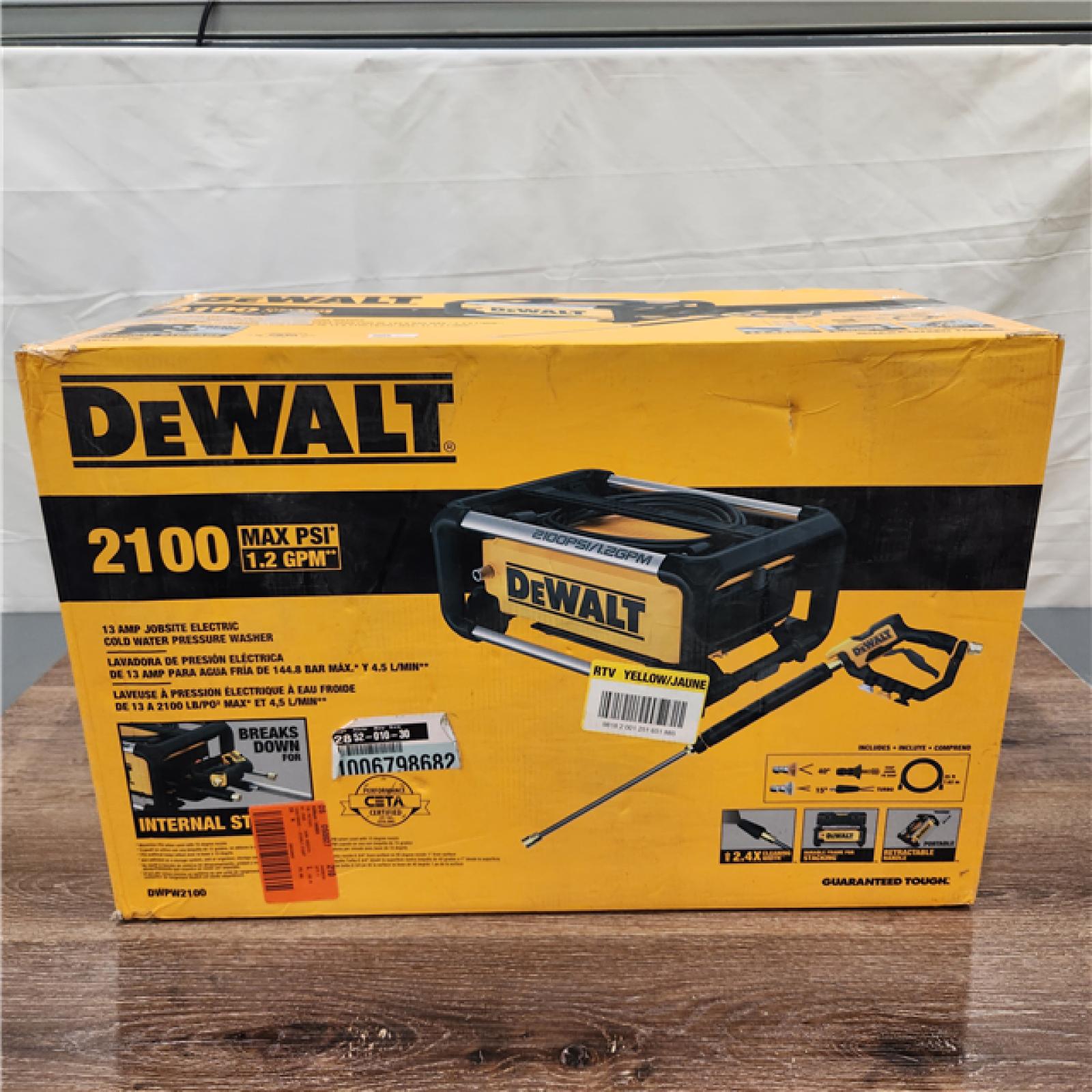 AS-IS DeWalt 13 Amp 2100 PSI Electric 1.2 GPM Cold Water Pressure Washer