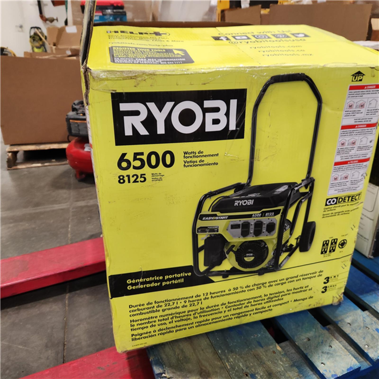 DALLAS LOCATION - AS-IS RYOBI 6,500-Watt Gasoline Powered Portable Generator with CO Shutdown Sensor