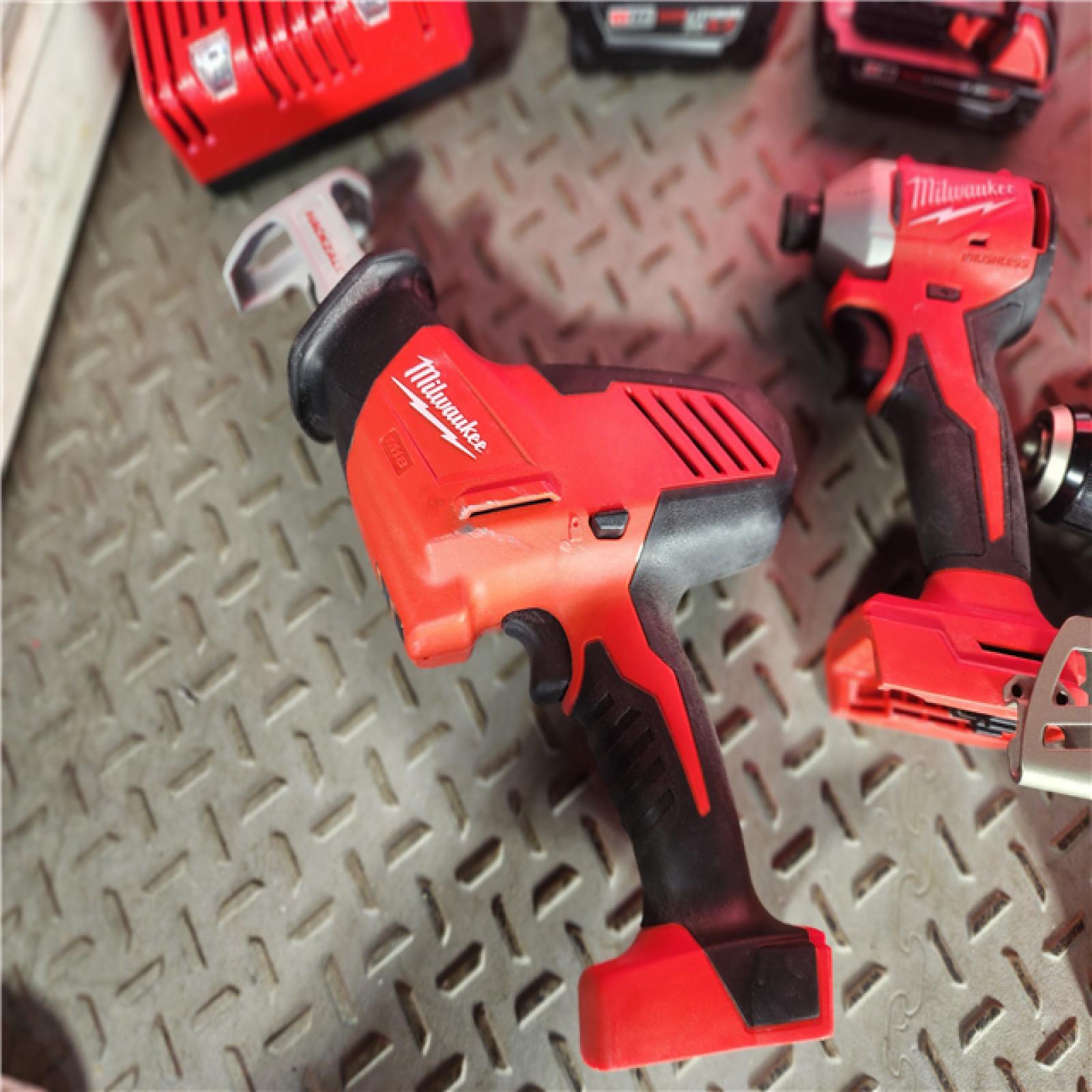 HOUSTON LOCATION - AS-IS M18 18-Volt Lithium-Ion Brushless Cordless Combo Kit (4-Tool) with 2-Batteries, 1-Charger and Tool Bag