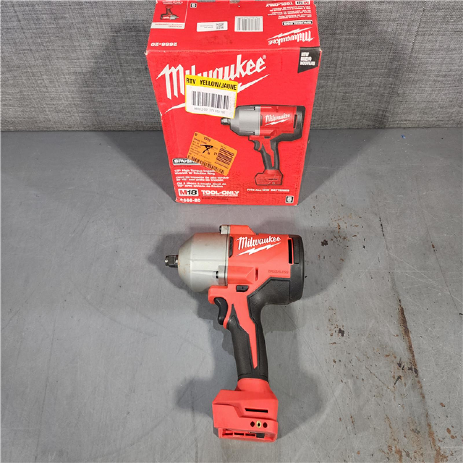 HOUSTON LOCATION - AS-IS Milwaukee 2666-20 M18 18-Volt Lithium-Ion Brushless 1/2 in. High Torque Impact Wrench with Friction Ring (Tool-Only)