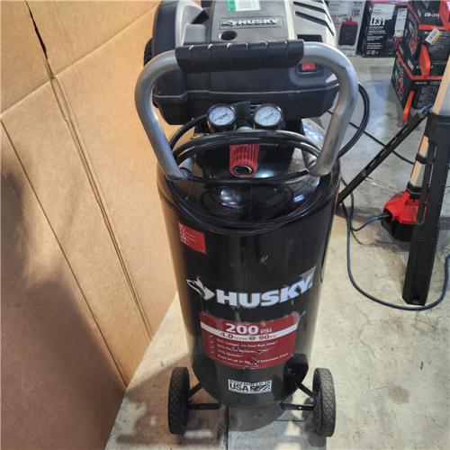 Houston location AS-IS Husky 20 Gal. 200 PSI Oil Free Portable Vertical Electric Air Compressor