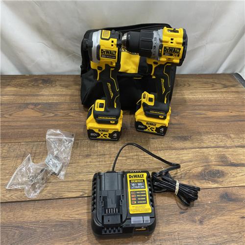 AS IS DEWALT 20V MAX XR Hammer Drill and ATOMIC Impact Driver 2 Tool Cordless Combo Kit with (2) 4.0Ah Batteries, Charger, and Bag