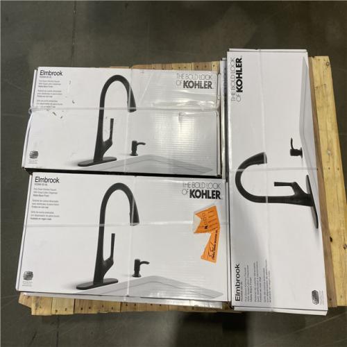 DALLAS LOCATION - NEW! KOHLER Elmbrook Single-Handle Pull-Down Sprayer Kitchen Faucet in Matte Black PALLET (6 UNITS)