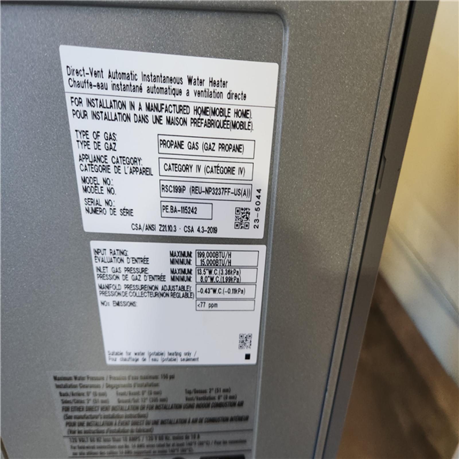 CALIFORNIA AS-IS Rinnai Tankless Water Heater