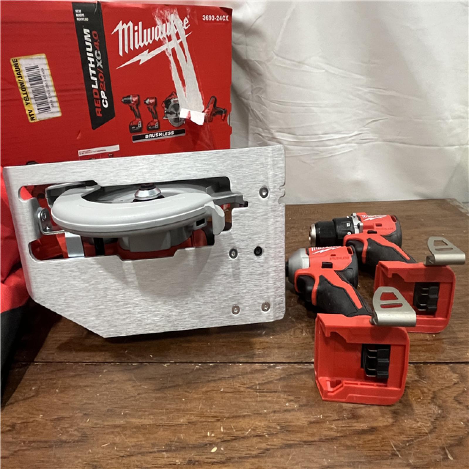 AS-ISMilwaukee M18 18-Volt Lithium-Ion Brushless Cordless Combo Kit (4-Tool) with 2-Batteries, 1-Charger and Tool Bag