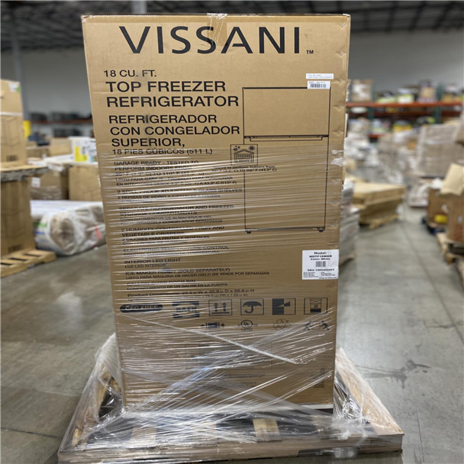 DALLAS LOCATION - Vissani 18 cu. ft. Top Freezer Refrigerator DOE in White