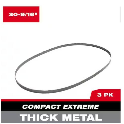 NEW! - Milwaukee 30-9/16 in. 8/10 TPI Compact Extreme Thick Metal Cutting High Speed Steel Band Saw Blade (3-Pack) for M12 FUEL Bandsaw - (42 UNITS)