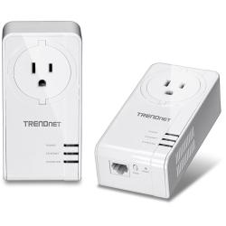 NEW! TRENDnet Powerline 1300 AV2 Adapter with Built-in Outlet Adapter Kit, Includes 2 X TPL-423E Adapters, IEEE 1905.1 & IEEE 1901, Gigabit Port, Range up