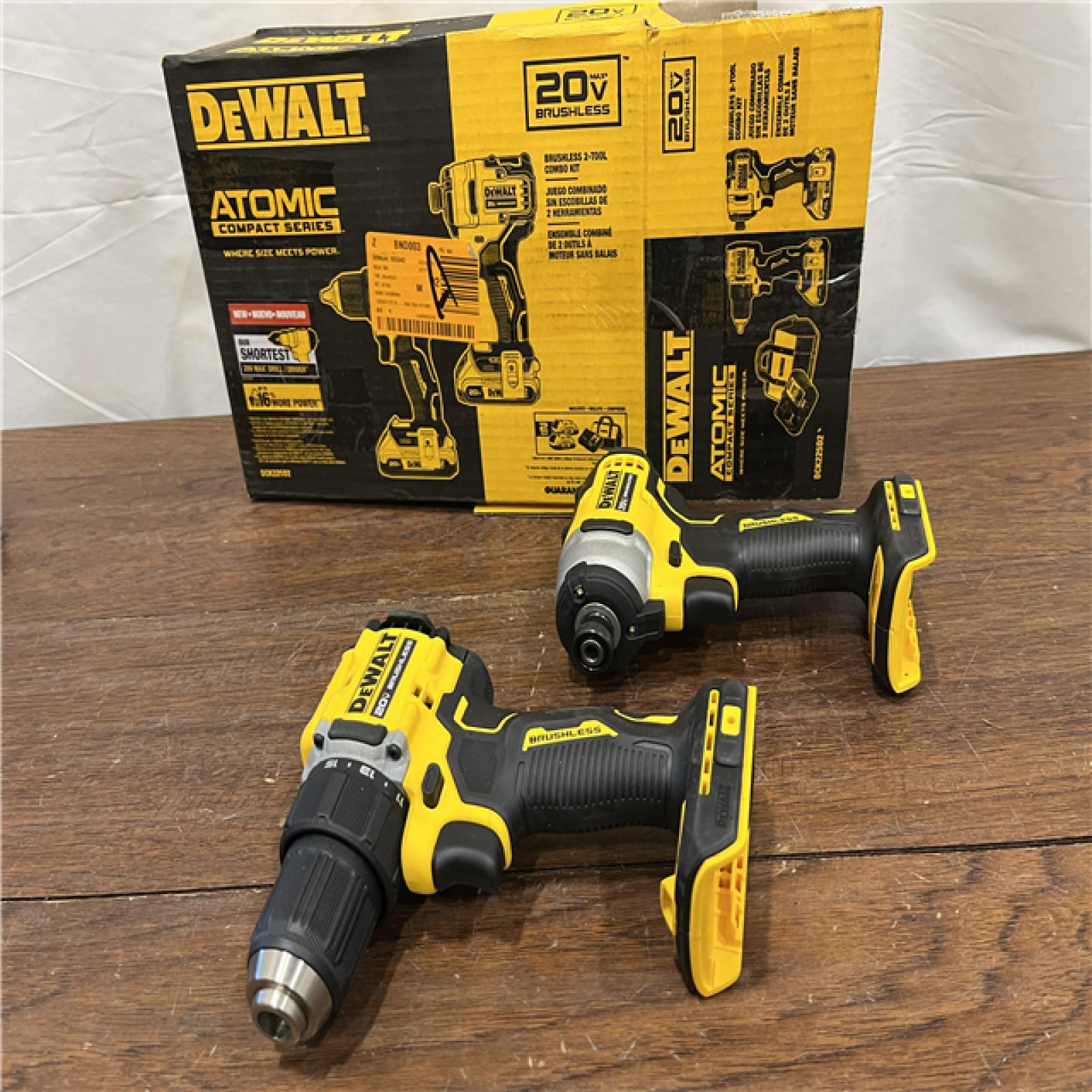 AS-ISDewalt DCK225D2 20V MAX ATOMIC Brushless Compact Lithium-Ion 1/2 in. Cordless Drill Driver and 1/4 in. Impact Driver Combo Kit with 2 Batteries 2 Ah