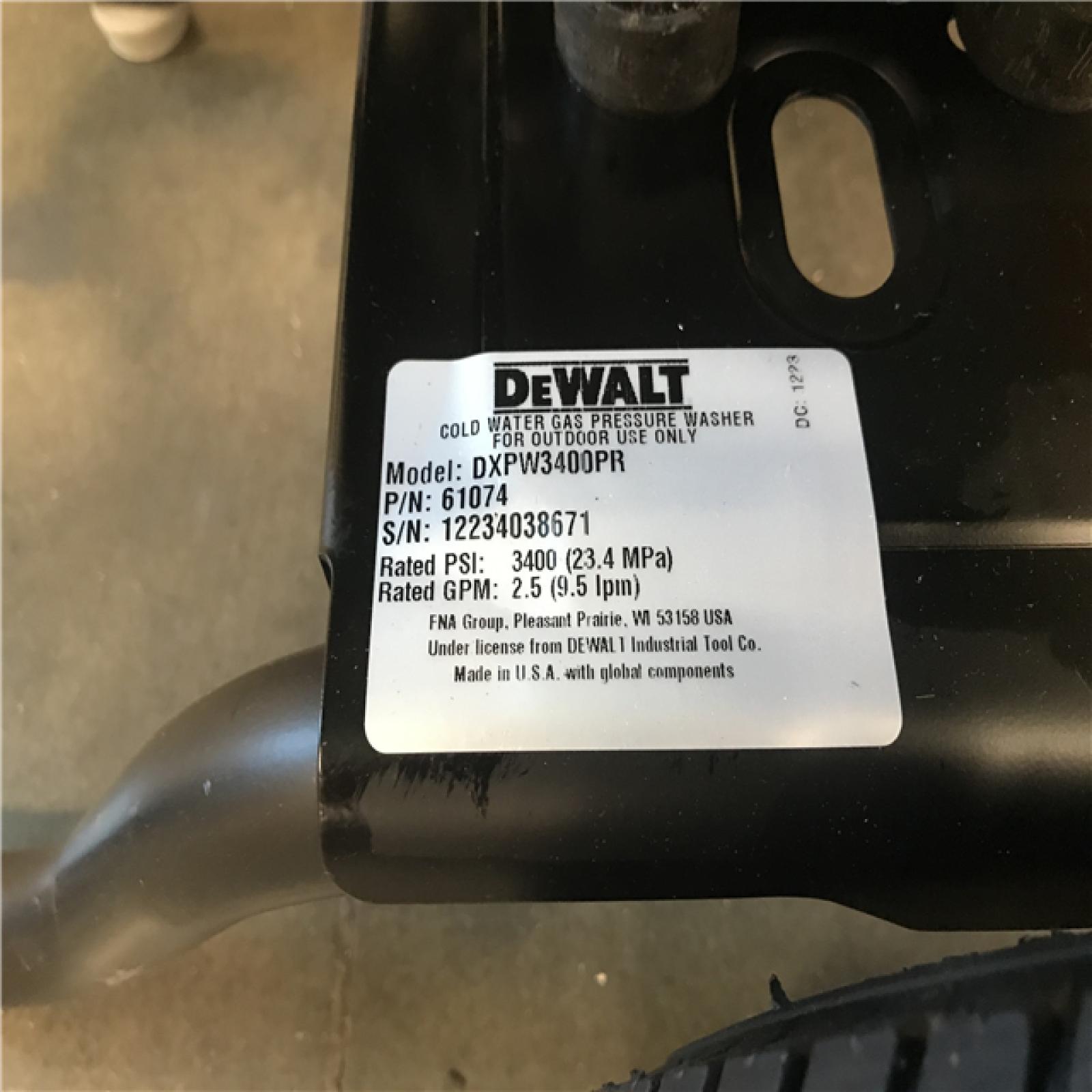 California NEW DEWALT DXPW3400PR 3400 PSI at 2.5 GPM Pressure Ready Cold Water Gas Powered Pressure Washer