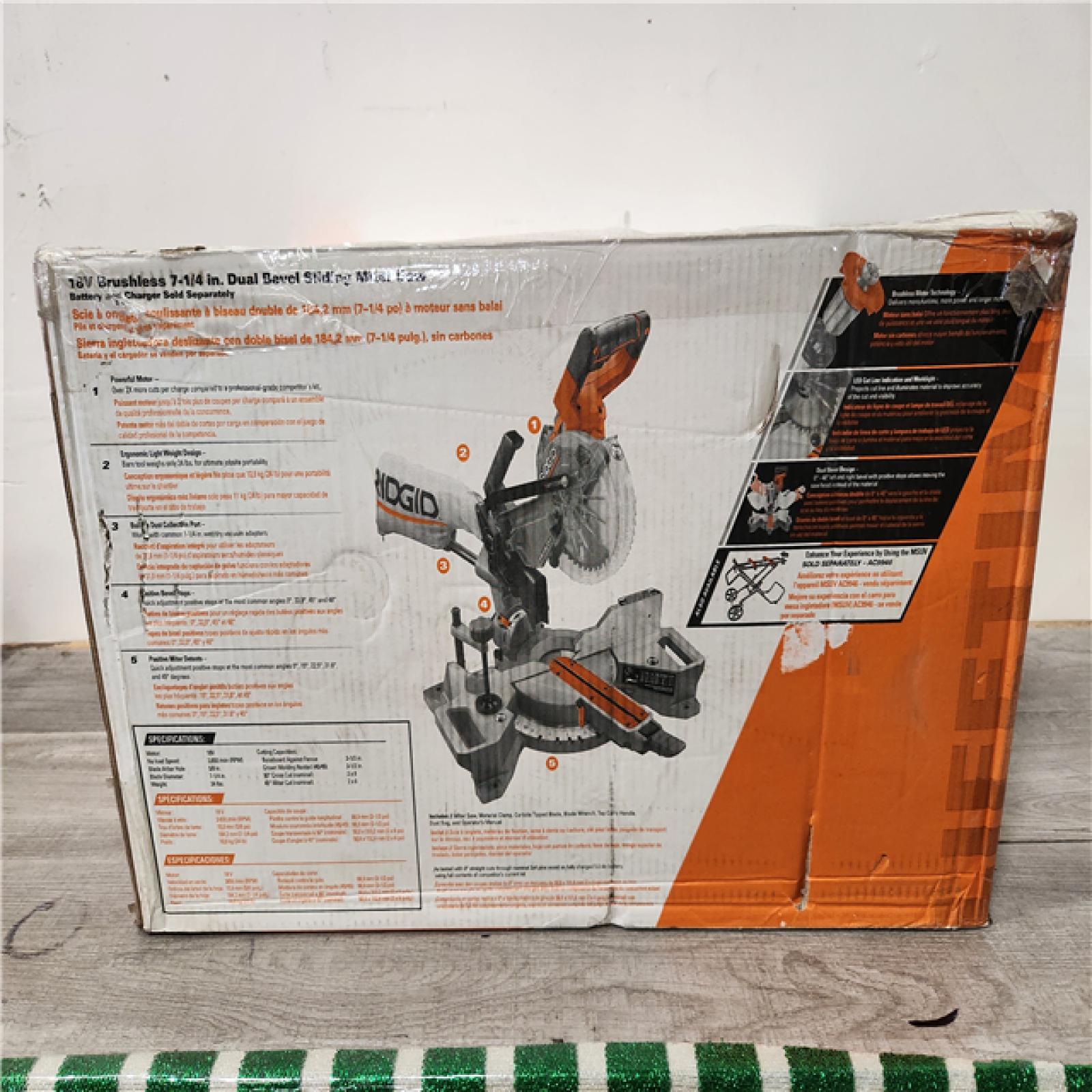 Phoenix Location RIDGID 18V Brushless Cordless 7-1/4 in. Dual Bevel Sliding Miter Saw (Tool Only)