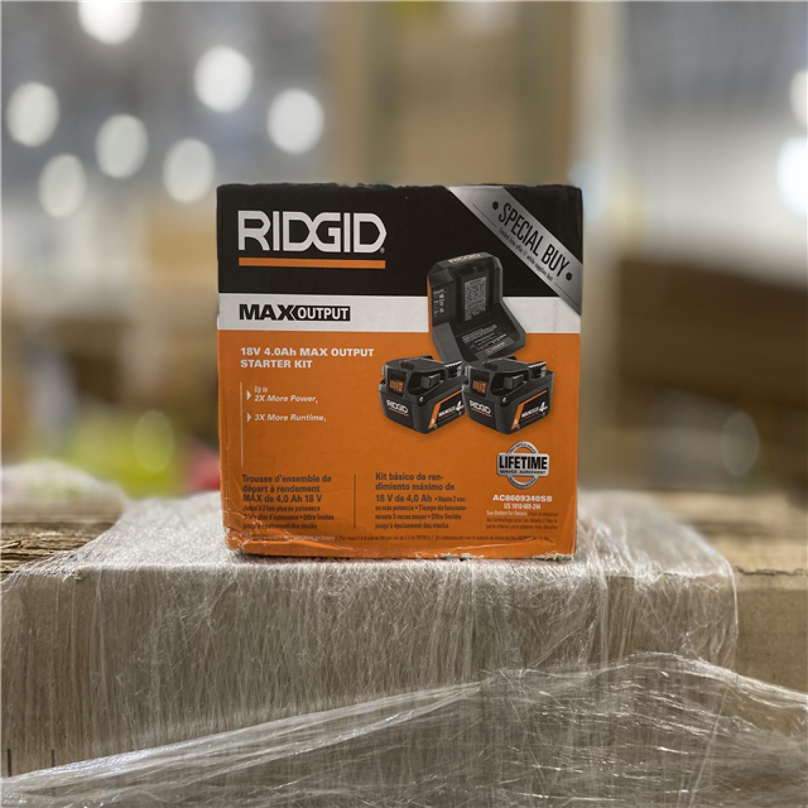 NEW! - RIDGID 18V MAX Output Starter Kit with (2) 4.0 Ah Batteries and Charger