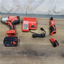 AS-IS M12/M18 12/18V Lithium-Ion Cordless 3/8 in. Ratchet and 1/2 in. High Torque Impact Wrench with Friction Ring Combo Kit