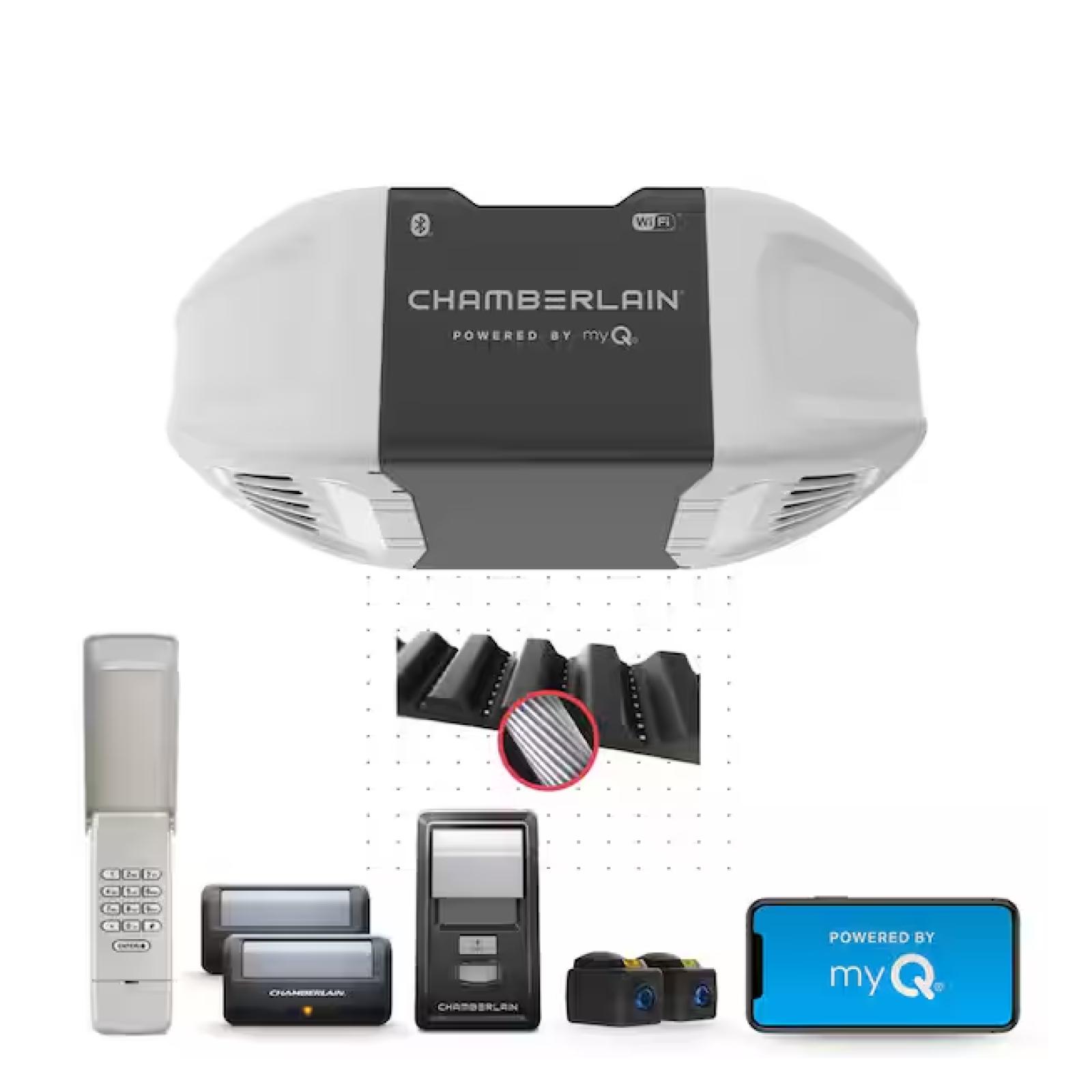 NEW! - Chamberlain 3/4 HP Smart Quiet Belt Drive Garage Door Opener