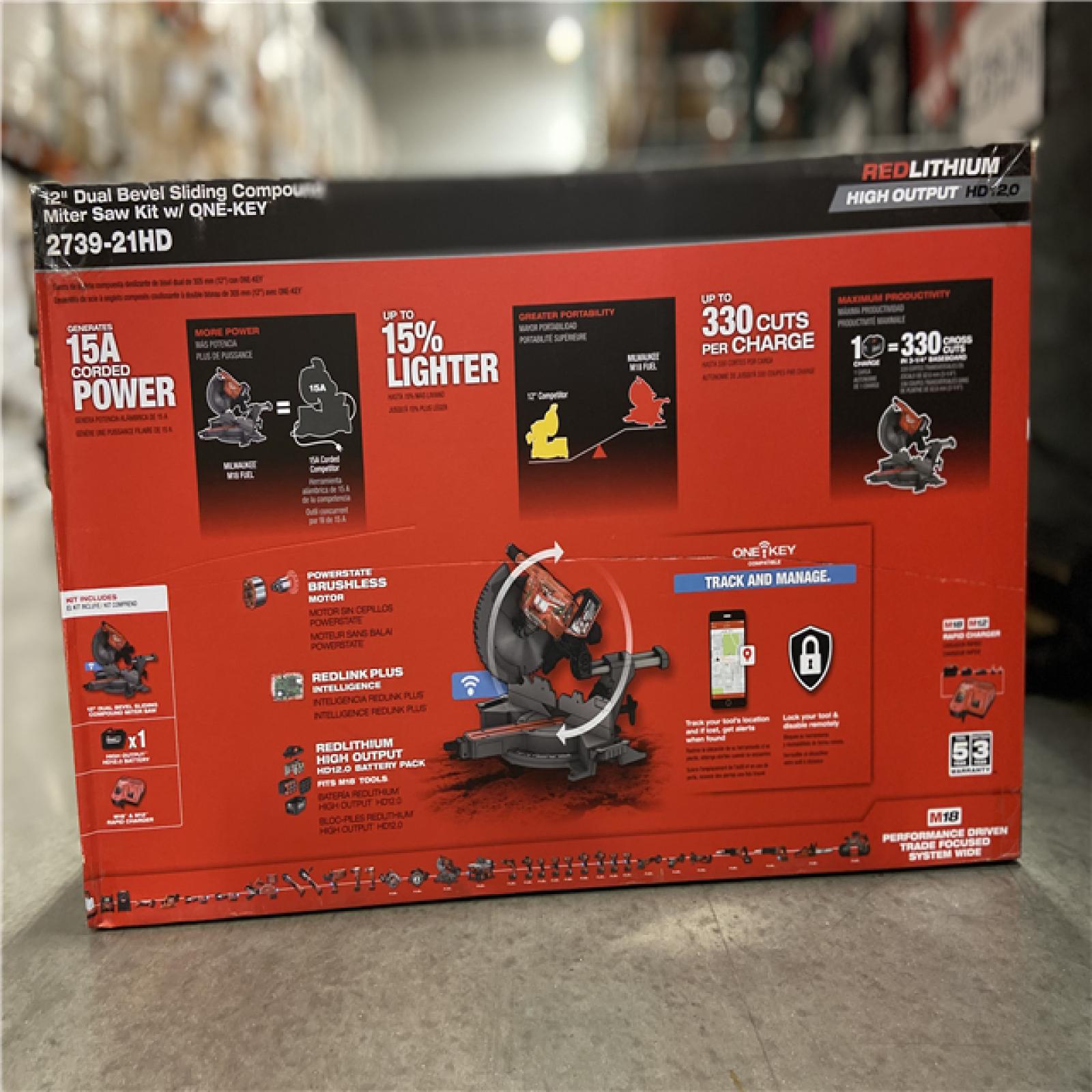 NEW! - Milwaukee M18 FUEL 18V Lithium-Ion Brushless Cordless 12 in. Dual Bevel Sliding Compound Miter Saw Kit with One 12.0Ah Battery