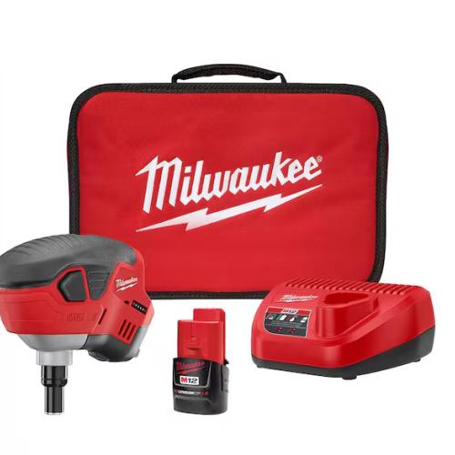 NEW! - Milwaukee M12 12-Volt Lithium-Ion Cordless Palm Nailer Kit with One 1.5Ah Battery, Charger and Tool Bag