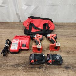 AS-IS M18 18V Lithium-Ion Brushless Cordless Compact Drill/Impact Combo Kit (2-Tool) W/(2) 2.0 Ah Batteries, Charger & Bag