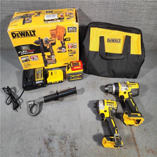 HOUSTON LOCATION - AS-IS DEWALT 20V MAX Cordless Brushless Hammer Drill/Driver 2 Tool Combo Kit with FLEXVOLT ADVANTAGE