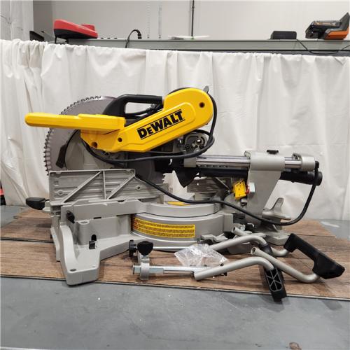 AS IS DEWALT 15 Amp Corded 12 in. Double Bevel Sliding Compound Miter Saw with XPS Technology, Blade Wrench and Material Clamp