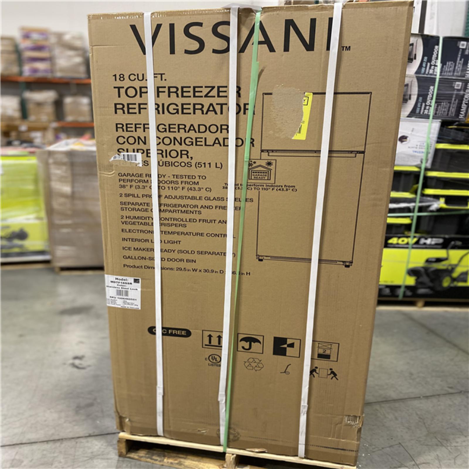 DALLAS LOCATION - AS-IS Vissani 18 cu. ft. Top Freezer Refrigerator in Stainless Steel Look