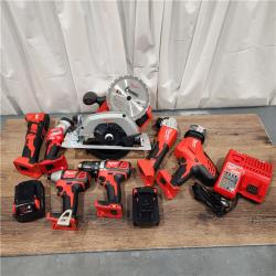 AS-IS Milwaukee M18 18-Volt Lithium-Ion Cordless Combo Kit 7-Tool with 2-Batteries, Charger and Tool Bag