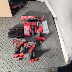 Houston location AS-IS Milwaukee 3698-24MT 18V Fuel 4-Tool Cordless Combo Kit with 6.0Ah 3.0Ah Lithium Ion Batteries